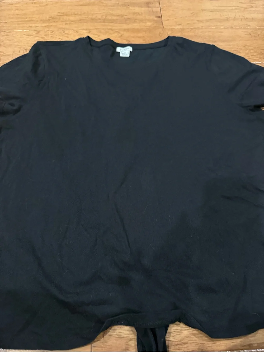 J. Crew Black Short Sleeve Tie-Back Crewneck Tee